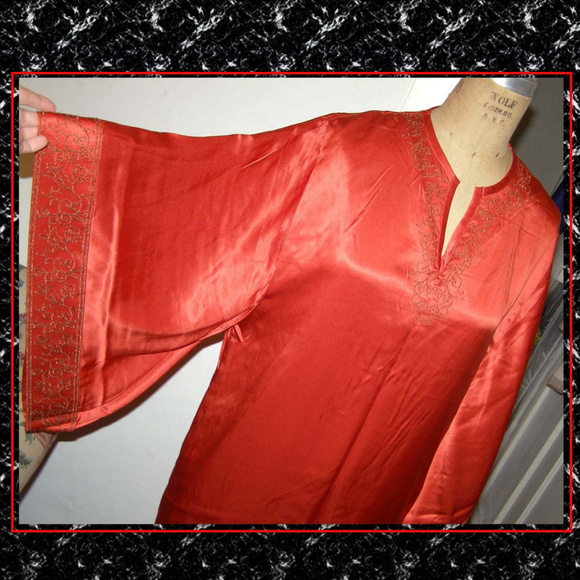 New Valerie Stevens red silk long gown M 8-10 😍 - Picture 1 of 6
